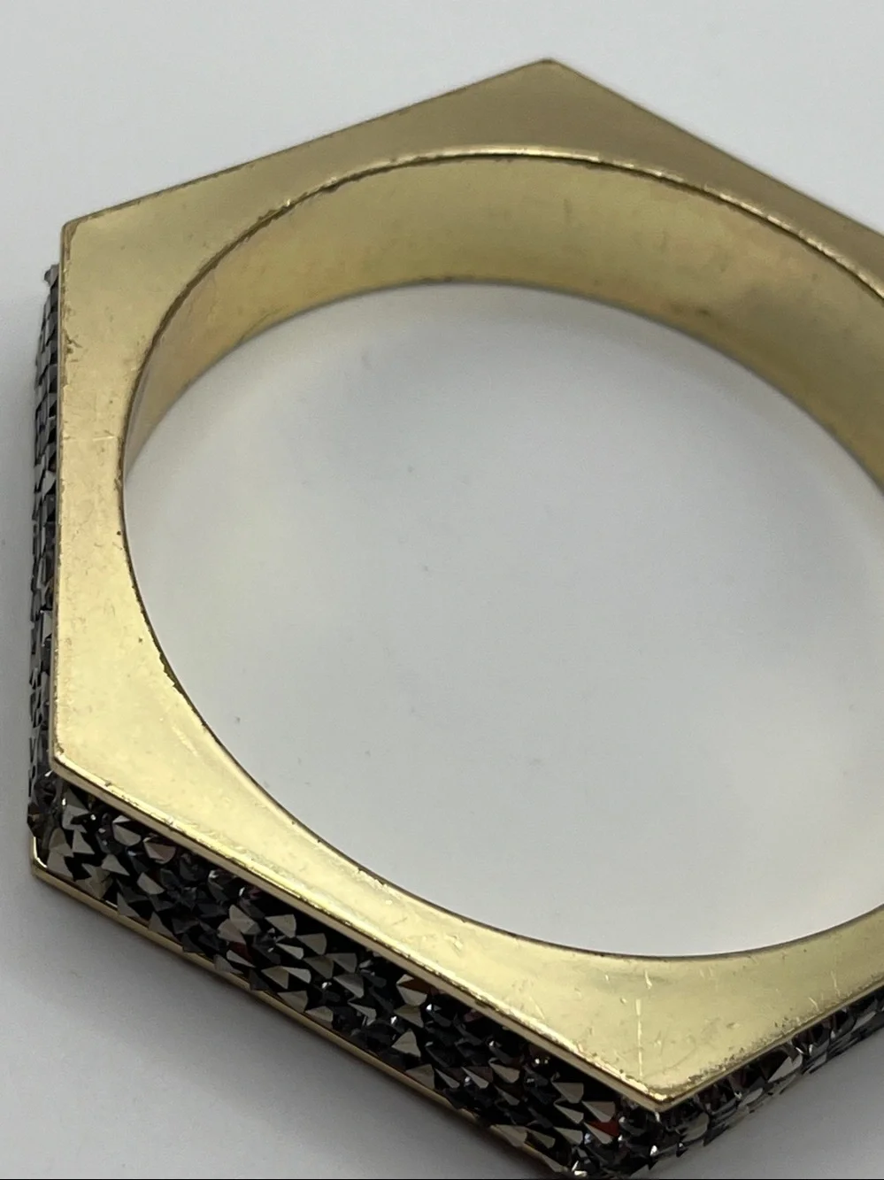 Hexagon Gold-Tone Crystal Bangle Bracelet